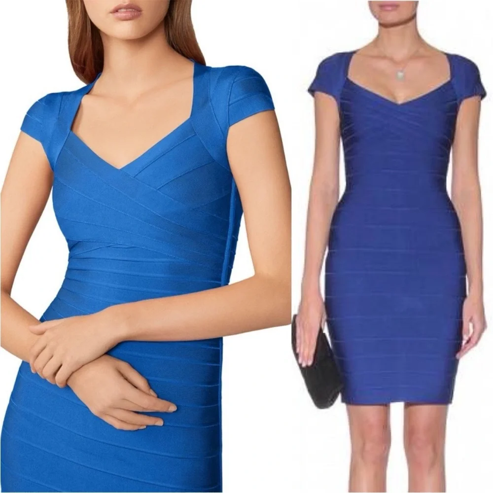 Herve Leger Royal Blue Raquel Mini Dress Bandage Size Small Bodycon
